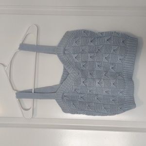 Baby Blue JustFab Cropped Crochet Tank